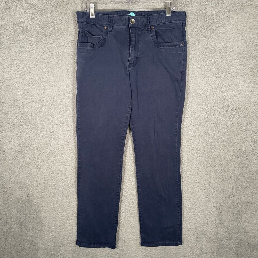 Tommy Bahama 5-Pocket Pants Men 33 x 30* Blue Stretch Boracay Flat Front Chinos